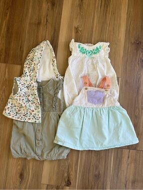 Baby Girl Cottagecore Boho Outfit Bundle 6-9M 9-12M H&M Cotton Dresses Romper